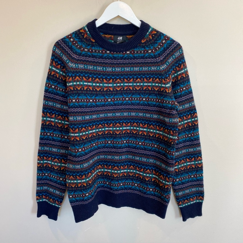H&M Navajo Knit Pullover Sweater Wool Blend Aztec Small Southwestern